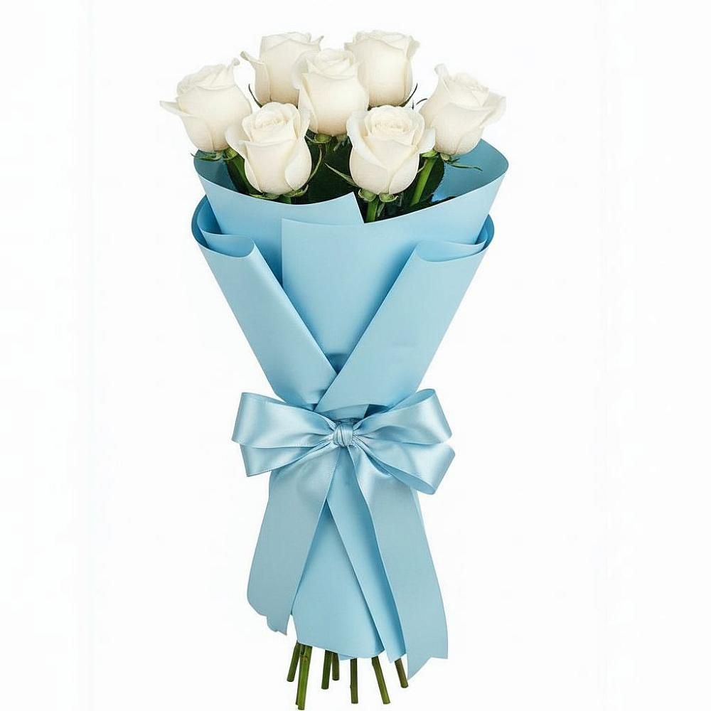 Букет 7 белых роз Проуд в Высокогорном