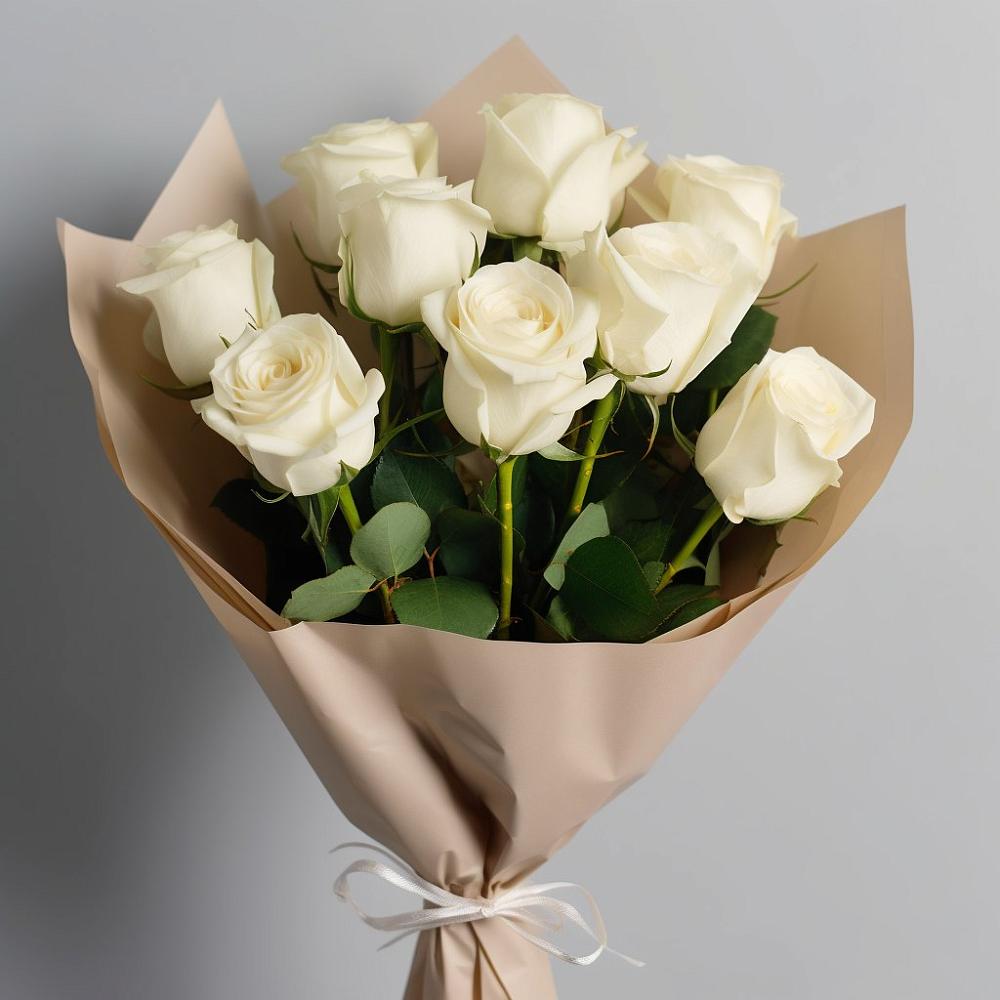 Букет 9 Белых роз Эдлесс Лав в Высокогорном