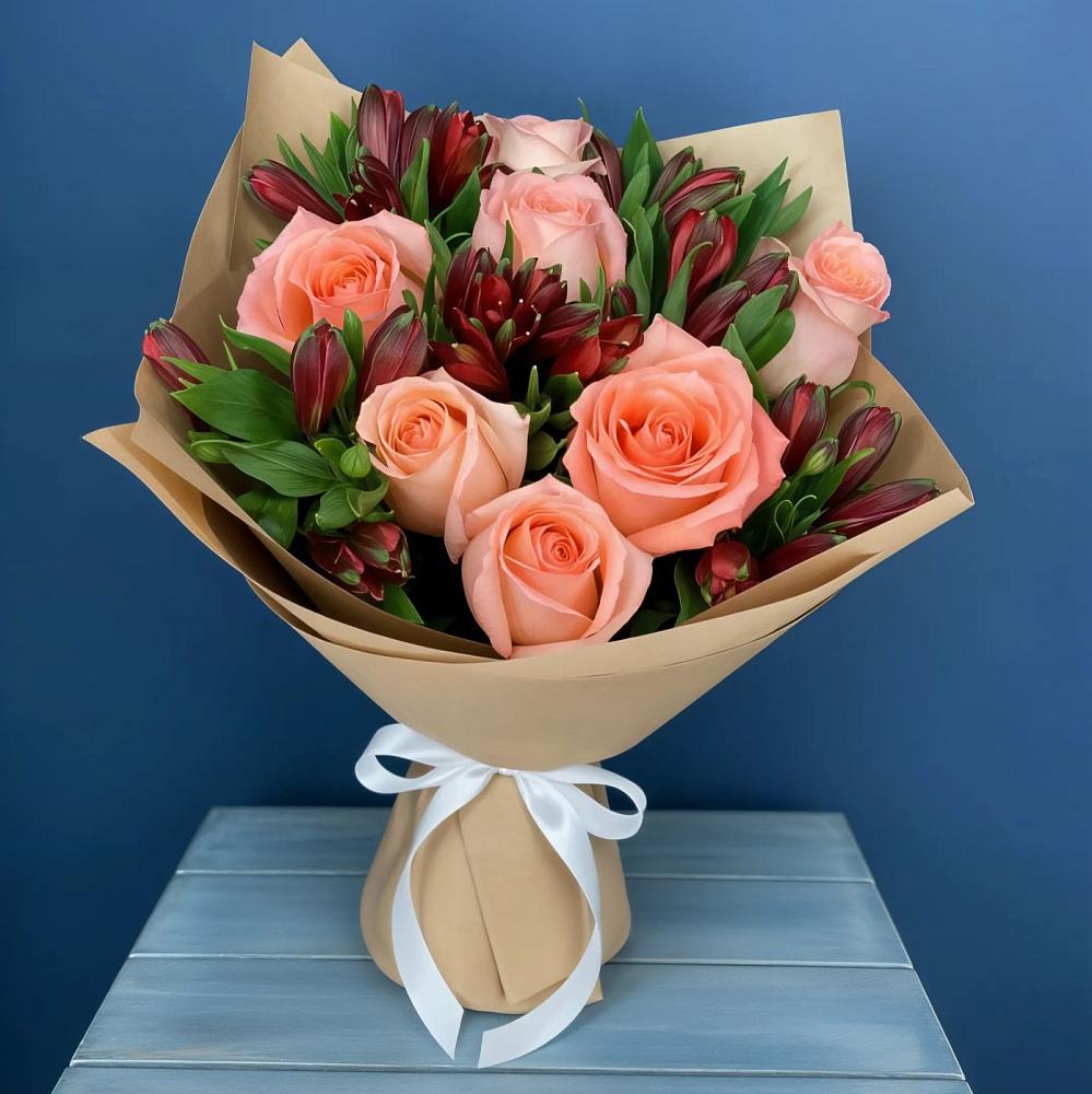 Букет цветов из: Розы и Альстромерии в Высокогорном