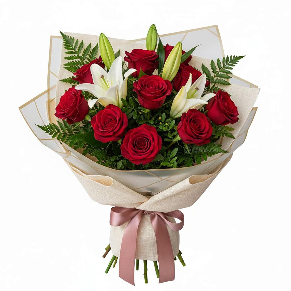 Букет цветов из: Лилии и Розы в Высокогорном