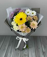 Букет цветов из:  Розы, Герберы и Хризантемы в Высокогорном