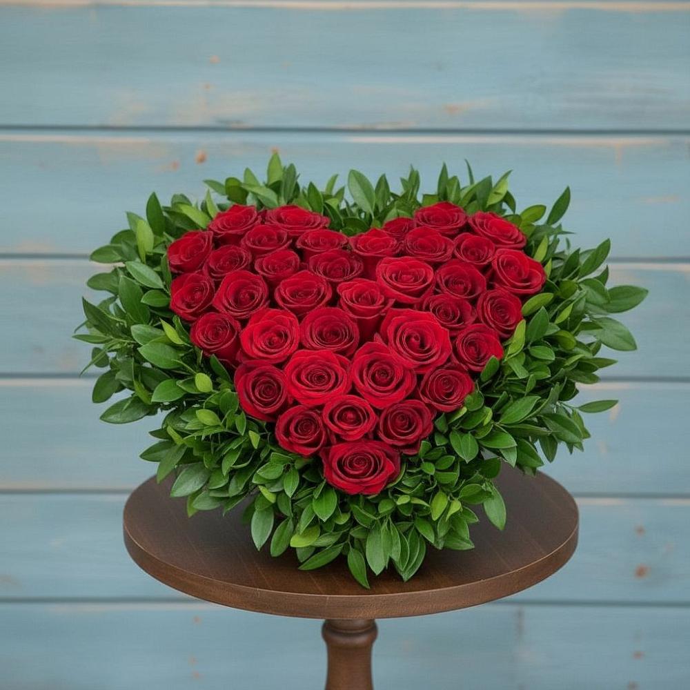 Цветочная композиция из Розы в виде сердца в Высокогорном