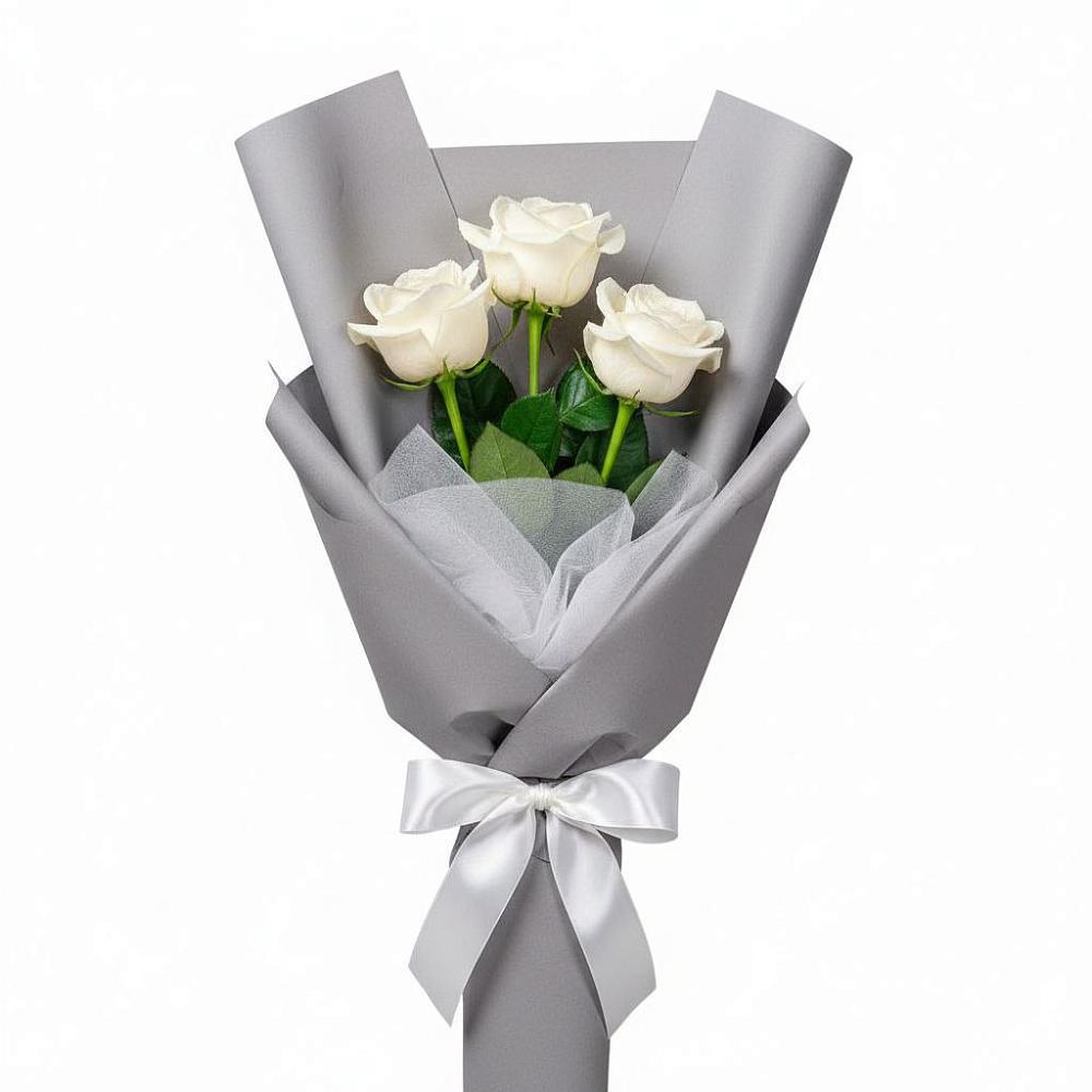 Букет 3 белые розы в Высокогорном