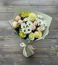 Букет цветов из:  Альстромерии, Розы и Хризантемы #REPLACE_PRED# Высокогорном