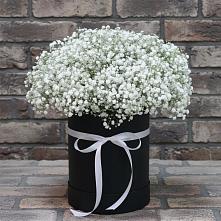 Цветочная композиция из Гипсофила в шляпной коробке в Высокогорном